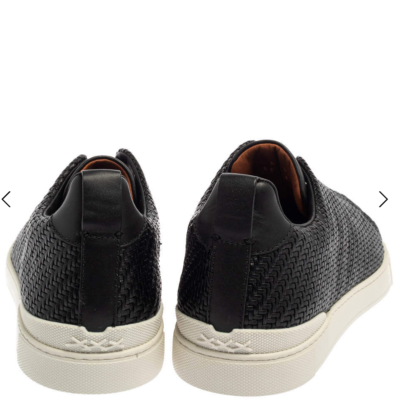 Couture Black Woven Leather Pelletessuta Triple Stitch Slip On Sneakers