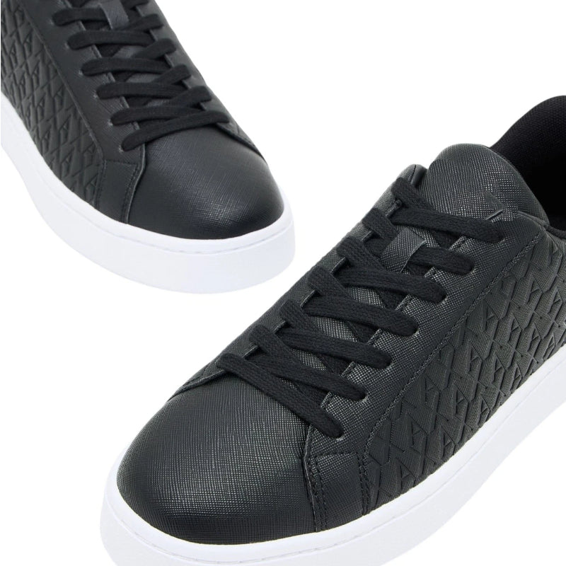 Black Textured Low Top Sneakers