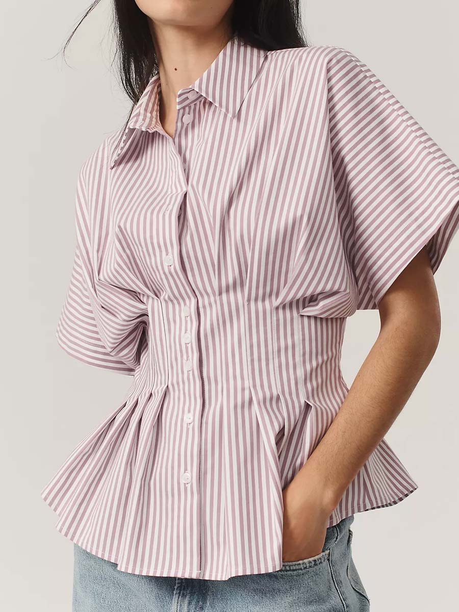 Exaggerated Sleeve Pleated Blouse