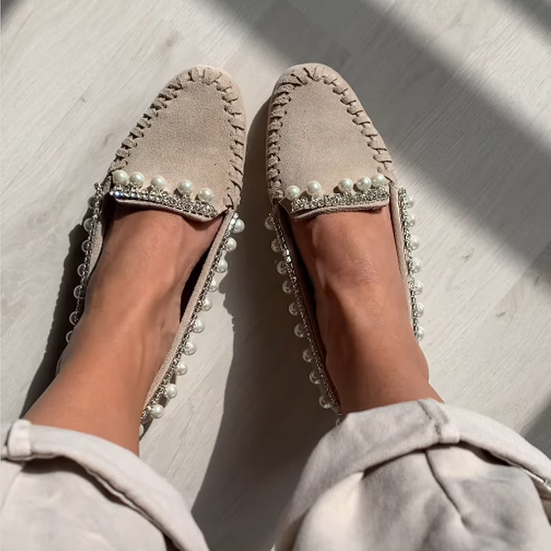 Rhinestone Sparkle Suede Pearl Loafer