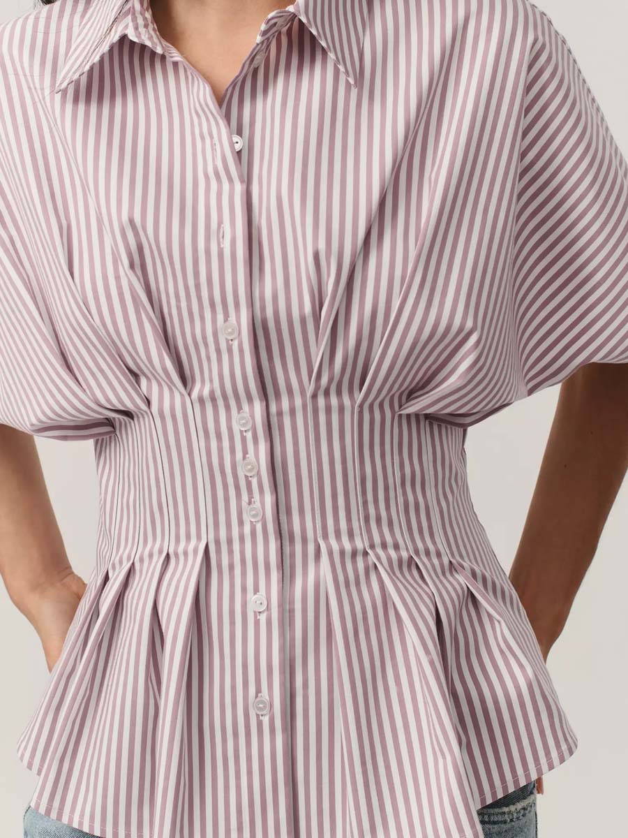 Exaggerated Sleeve Pleated Blouse