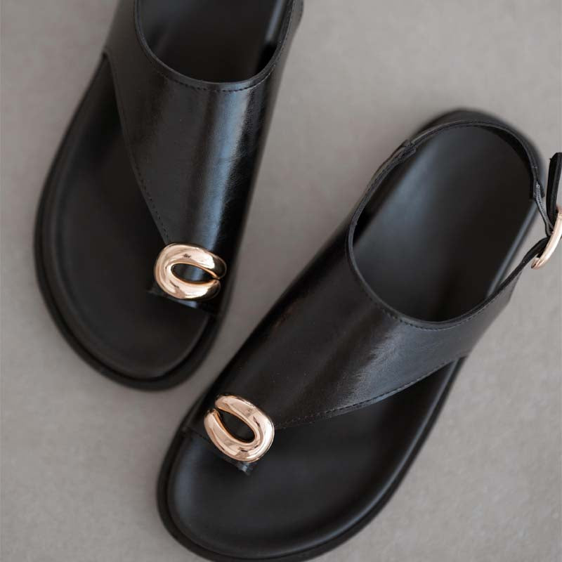 Buckle-Trimmed Flip-Flops Sandals