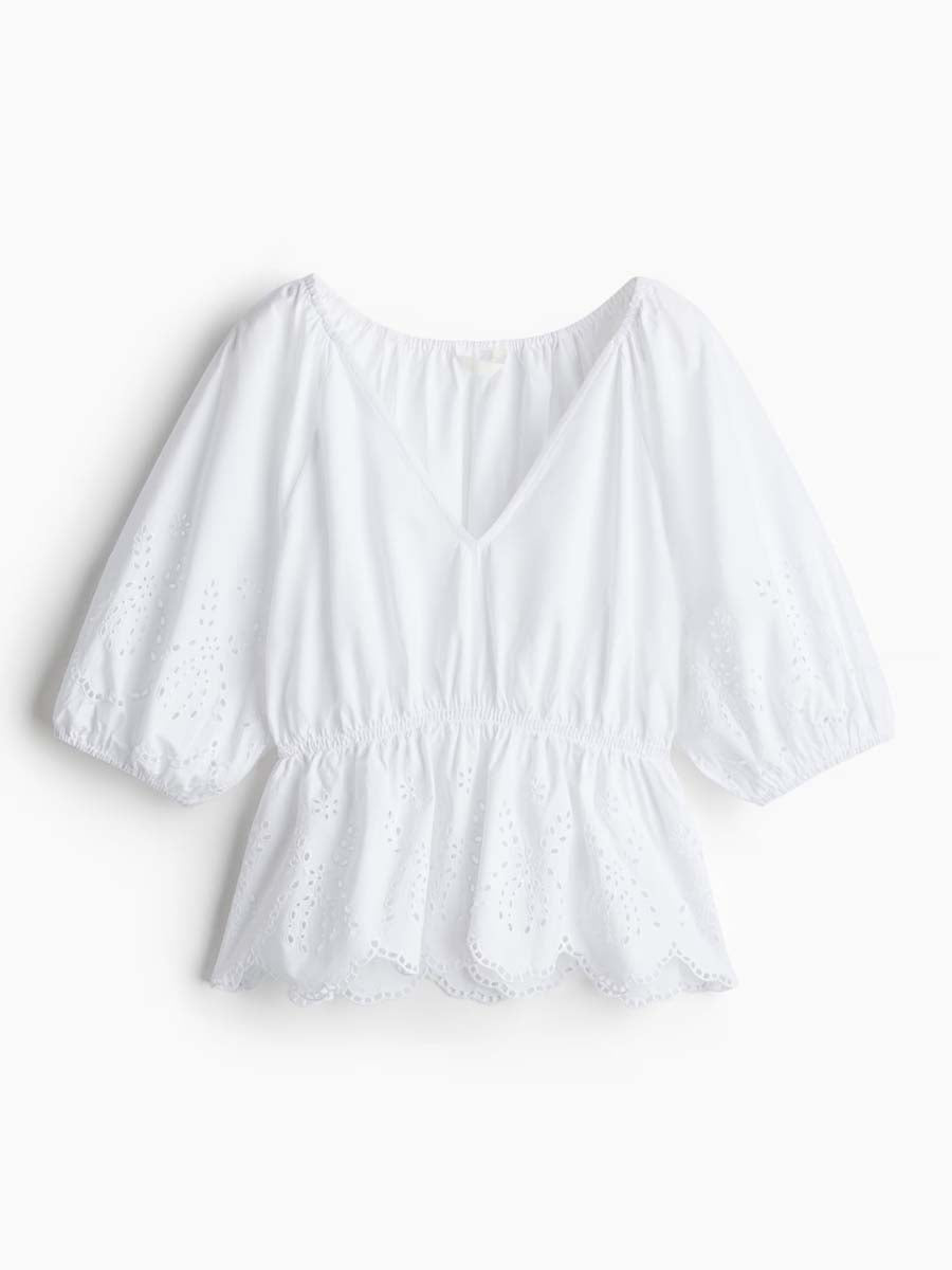 Embroidered Eyelet Detail Top