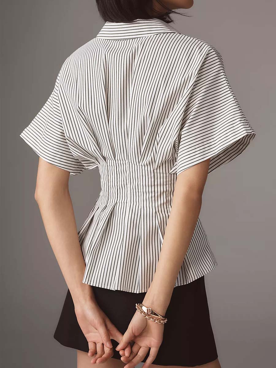 Exaggerated Sleeve Pleated Blouse