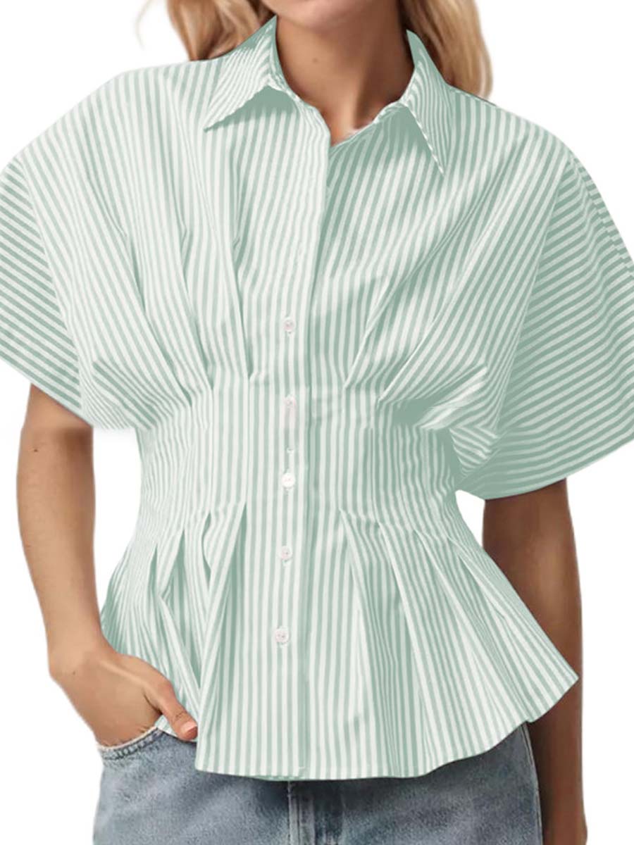 Exaggerated Sleeve Pleated Blouse