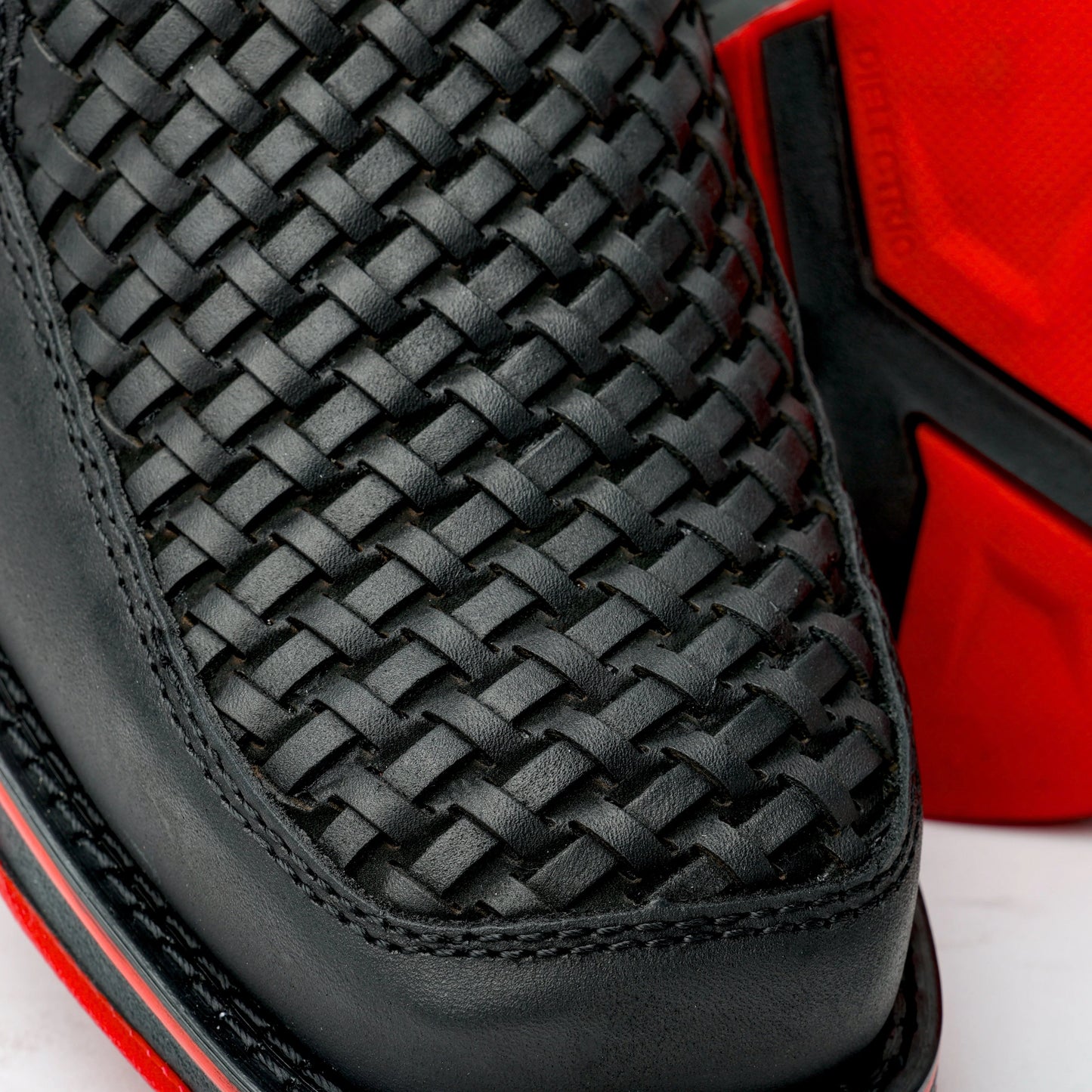 Black Basketweave Leather Botin With Lightweight Soles - Square Toe